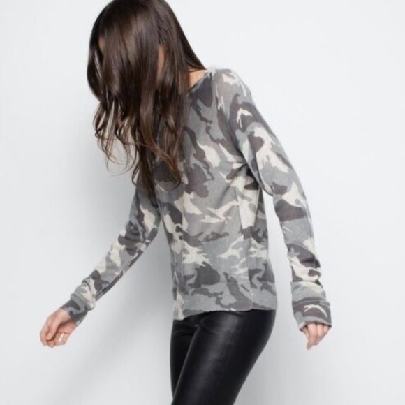 Zadig & Voltaire Crisp Camo Cashmere sweater sz M NWOT - Picture 2 of 8